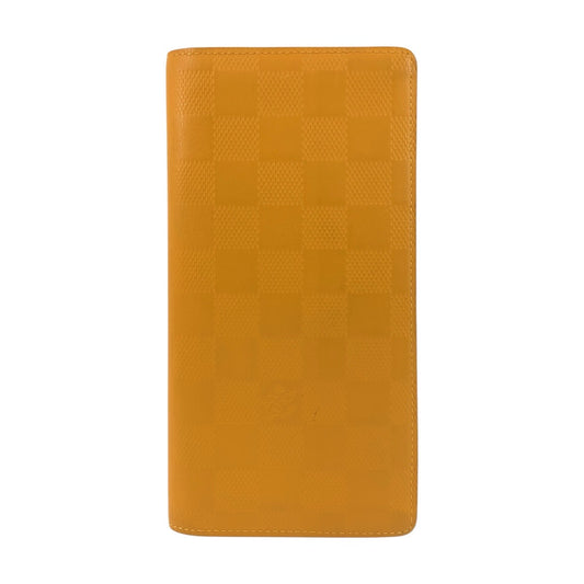 LOUIS VUITTON Long Wallet Purse N63146 leather Solar Yellow SilverMetal Damier Anfini Portefeuille Braza
