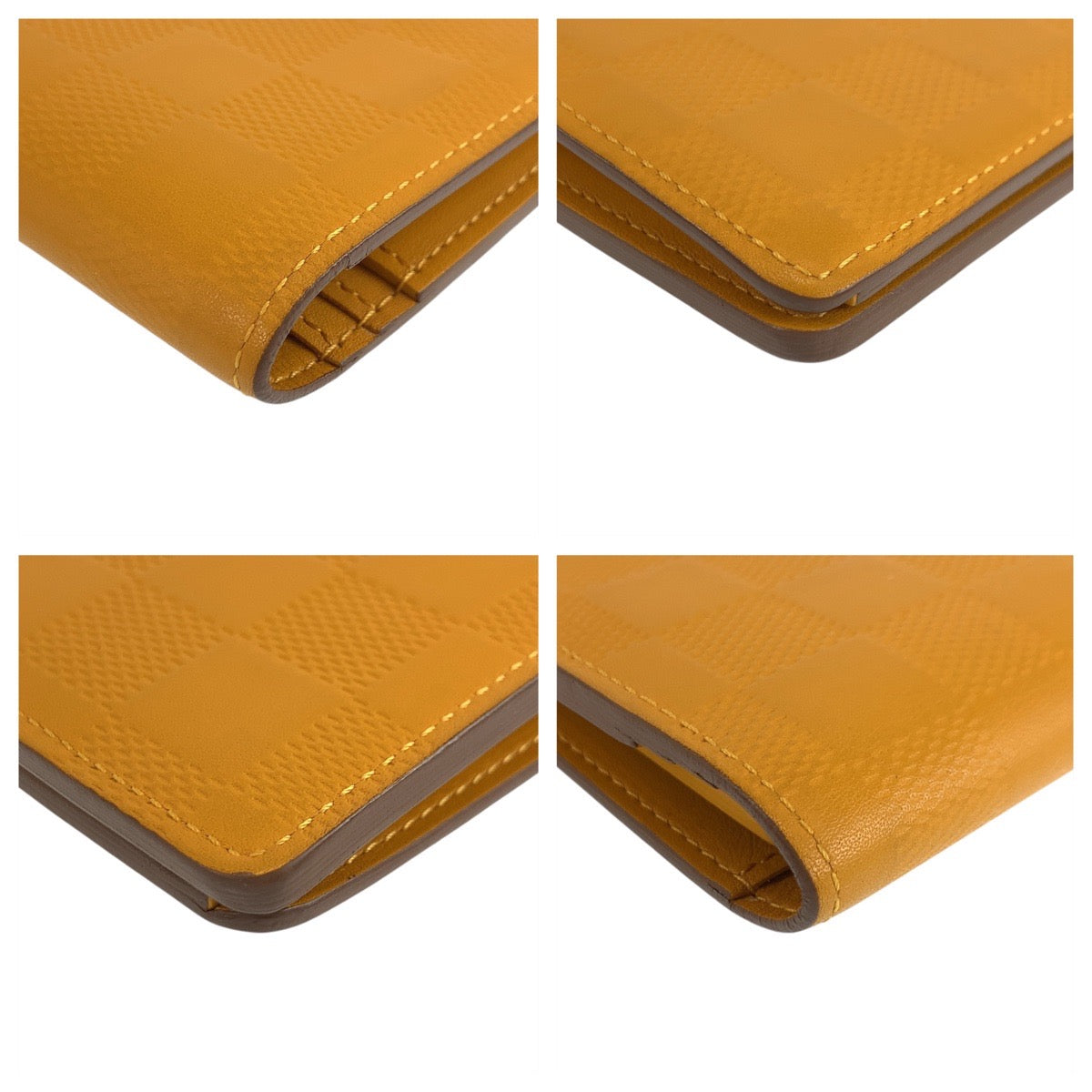LOUIS VUITTON Long Wallet Purse N63146 leather Solar Yellow SilverMetal Damier Anfini Portefeuille Braza