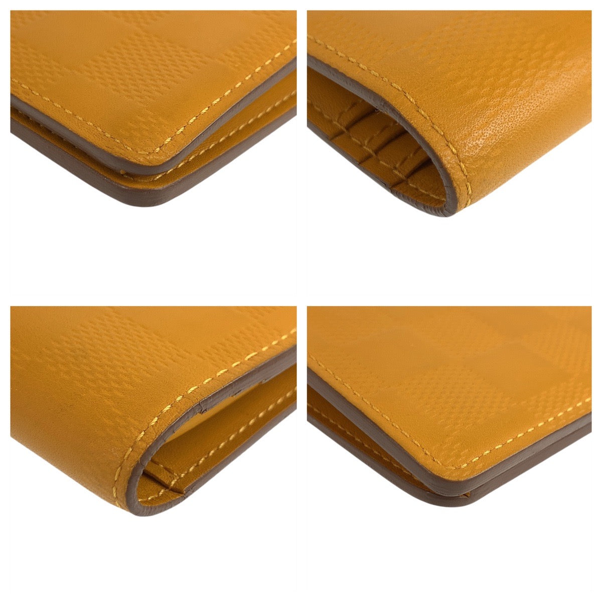 LOUIS VUITTON Long Wallet Purse N63146 leather Solar Yellow SilverMetal Damier Anfini Portefeuille Braza