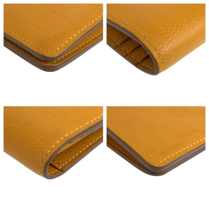 LOUIS VUITTON Long Wallet Purse N63146 leather Solar Yellow SilverMetal Damier Anfini Portefeuille Braza