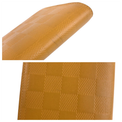 LOUIS VUITTON Long Wallet Purse N63146 leather Solar Yellow SilverMetal Damier Anfini Portefeuille Braza