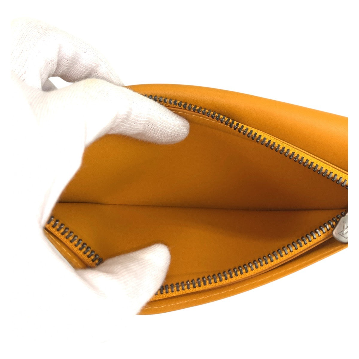 LOUIS VUITTON Long Wallet Purse N63146 leather Solar Yellow SilverMetal Damier Anfini Portefeuille Braza