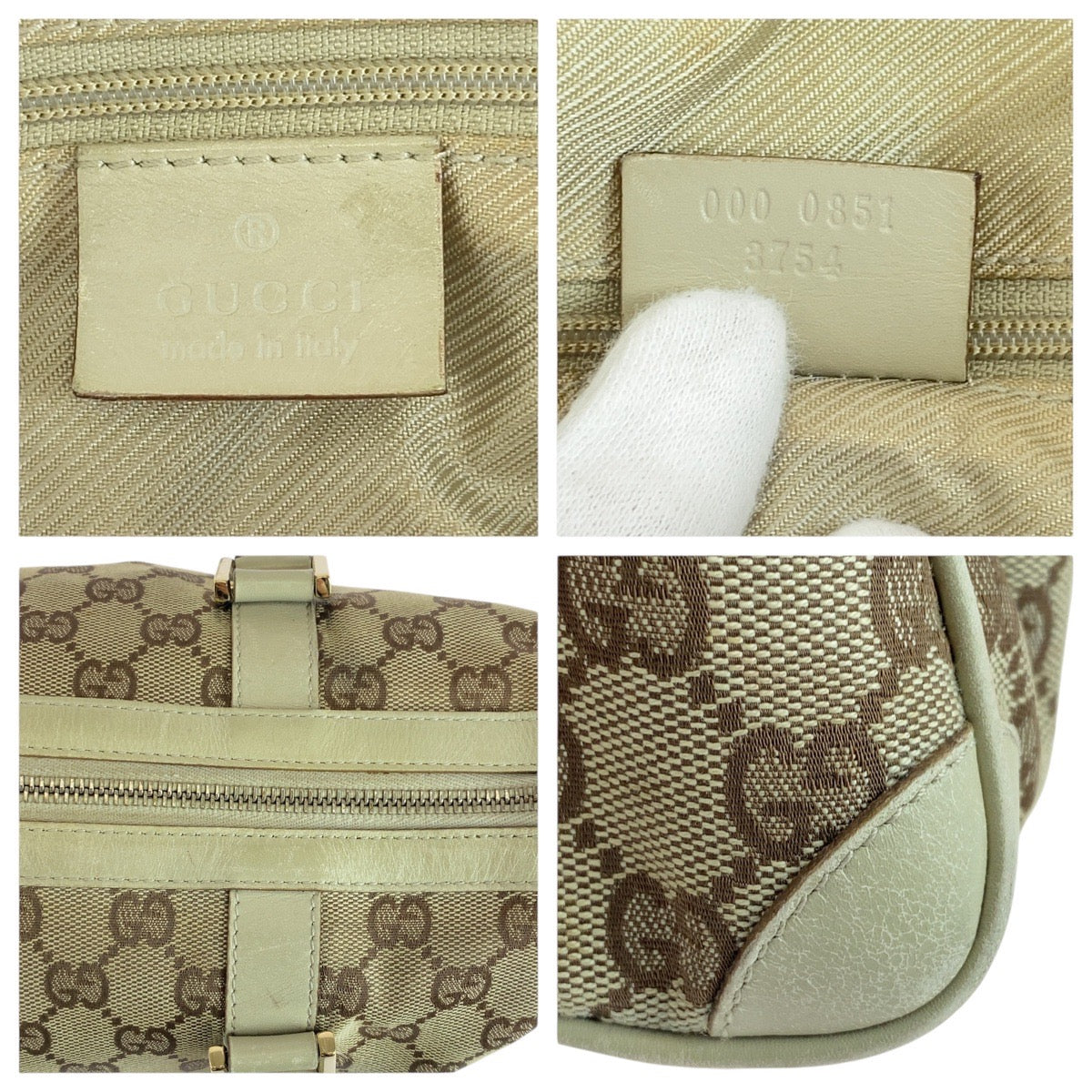 GUCCI Handbag 000 0851 GG canvas Beige Gold Metal