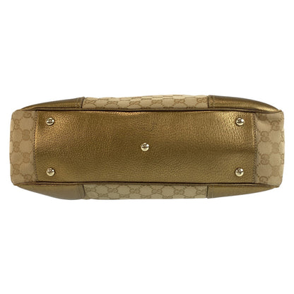 GUCCI Tote Bag 163805 GG canvas Beige gold Pretty