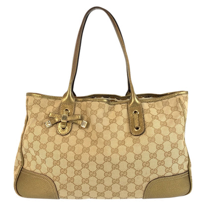 GUCCI Tote Bag 163805 GG canvas Beige gold Pretty