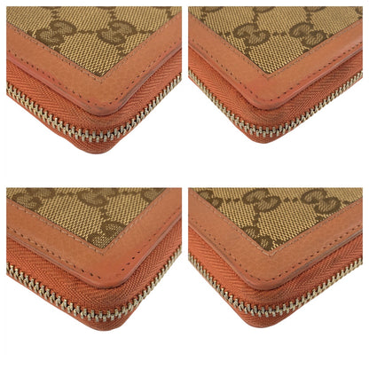 GUCCI Long Wallet Purse 224253 GG canvas Beige Pink Gold Metal Bamboo