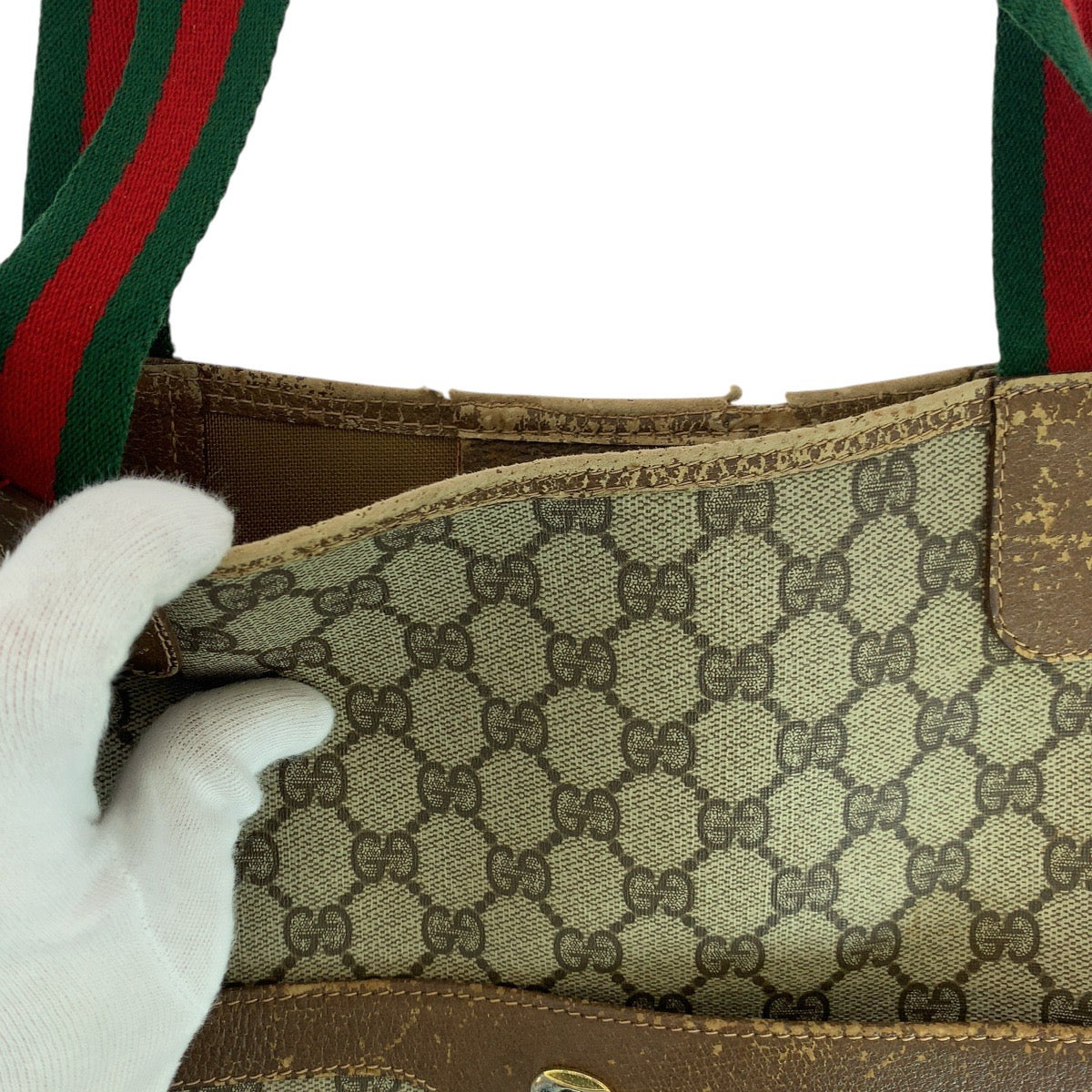 GUCCI Tote Bag 39 02 003 GG Supreme Canvas Brown Old Gucci Shelly Line
