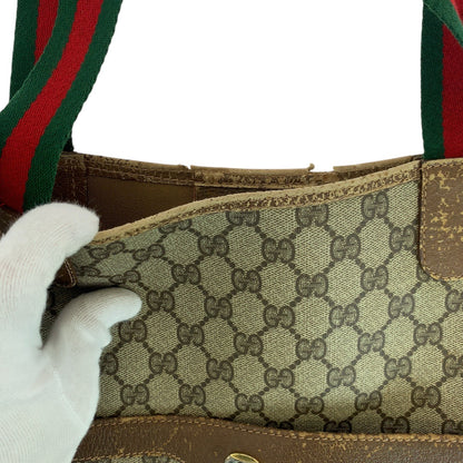 GUCCI Tote Bag 39 02 003 GG Supreme Canvas Brown Old Gucci Shelly Line