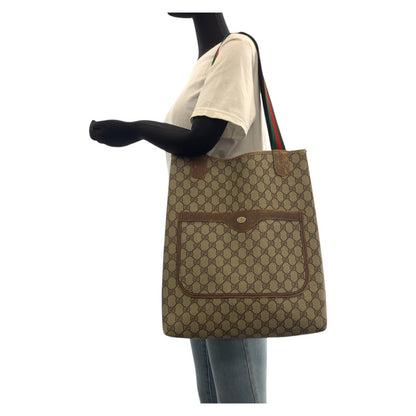 GUCCI Tote Bag 39 02 003 GG Supreme Canvas Brown Old Gucci Shelly Line