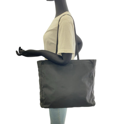 PRADA Shoulder Bag Nylon Black SilverMetal Test Triangle With logo