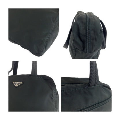 PRADA Handbag Nylon Black SilverMetal Test Triangle With logo