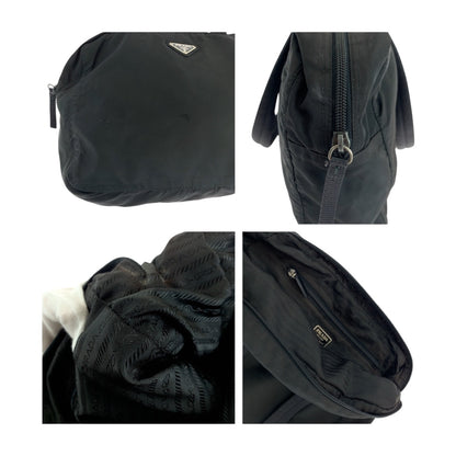 PRADA Handbag Nylon Black SilverMetal Test Triangle With logo