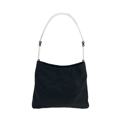 PRADA Shoulder Bag Nylon Black Silver Metal Test Triangle With logo