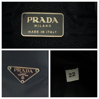 PRADA Shoulder Bag Nylon Black Silver Metal Test Triangle With logo