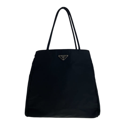 PRADA Tote Bag Nylon Black SilverMetal Test Triangle With logo