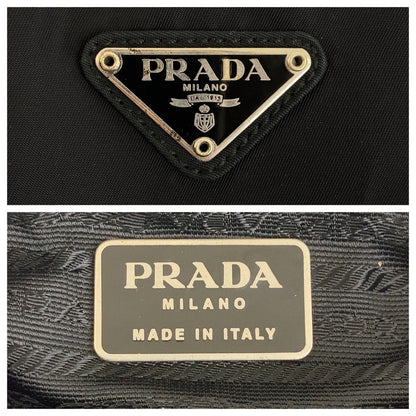 PRADA Tote Bag Nylon Black SilverMetal Test Triangle With logo