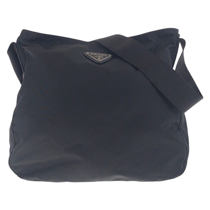 PRADA Shoulder Bag Nylon Black SilverMetal Test Triangle With logo