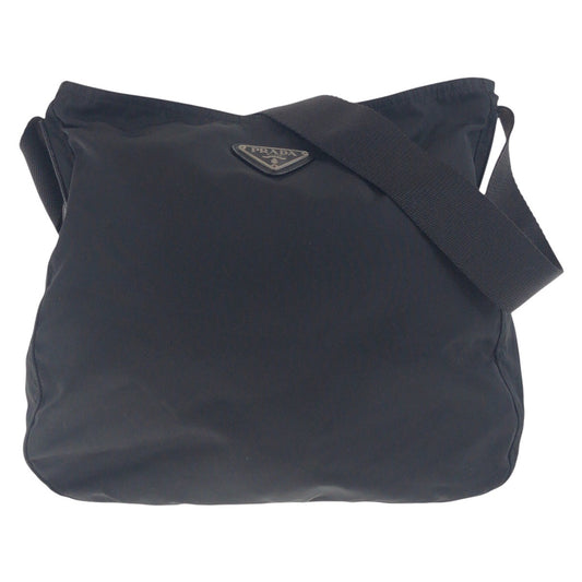 PRADA Shoulder Bag Nylon Black SilverMetal Test Triangle With logo