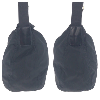 PRADA Shoulder Bag Nylon Black SilverMetal Test Triangle With logo