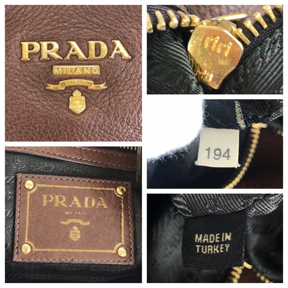 PRADA Shoulder Bag leather Brown Gold Metal Vitterodino