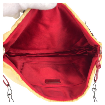 PRADA Shoulder Bag Nylon Beige Red SilverMetal Triangle With logo