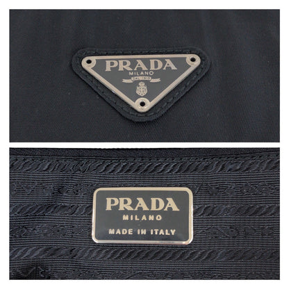 PRADA Tote Bag Nylon Black SilverMetal Test Triangle With logo