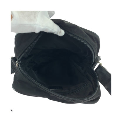 PRADA Shoulder Bag Nylon Black Silver Metal Test Triangle With logo