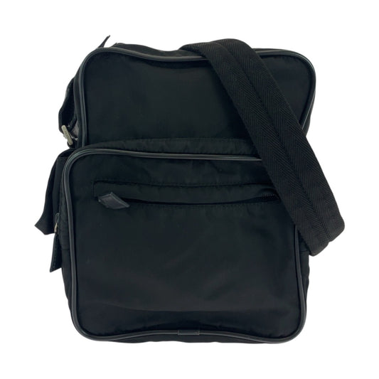 PRADA Shoulder Bag Nylon Black Silver Metal Test Triangle With logo
