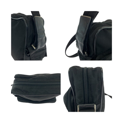PRADA Shoulder Bag Nylon Black Silver Metal Test Triangle With logo