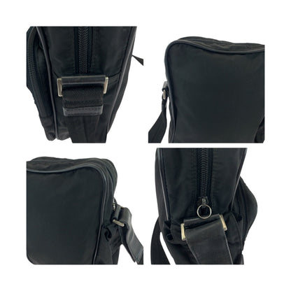 PRADA Shoulder Bag Nylon Black Silver Metal Test Triangle With logo