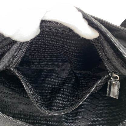 PRADA Tote Bag Nylon Black SilverMetal Test Triangle With logo