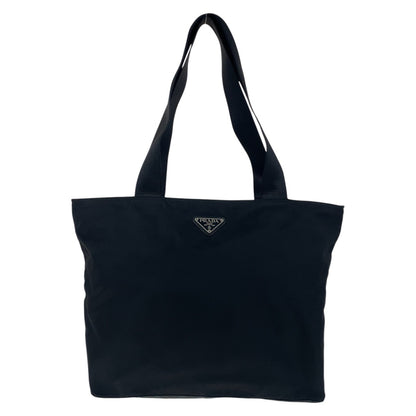 PRADA Tote Bag Nylon Black SilverMetal Test Triangle With logo
