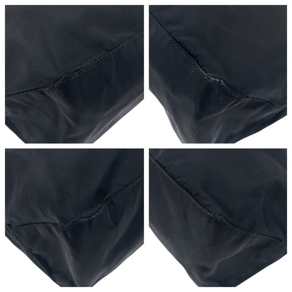 PRADA Tote Bag Nylon Black SilverMetal Test Triangle With logo