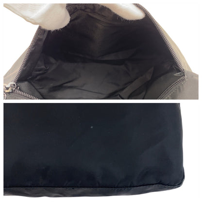 PRADA Tote Bag Nylon Black SilverMetal Test Triangle With logo
