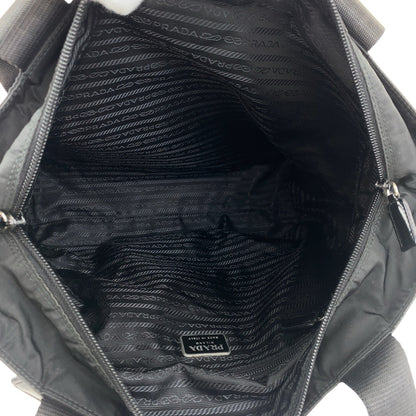 PRADA Tote Bag Nylon Black SilverMetal Test Triangle With logo