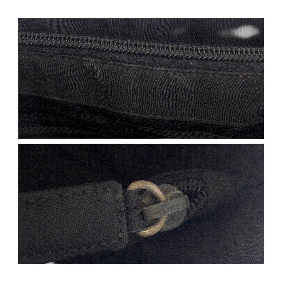 PRADA Tote Bag Nylon Black SilverMetal Test Triangle With logo