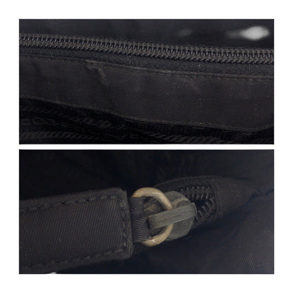 PRADA Tote Bag Nylon Black SilverMetal Test Triangle With logo