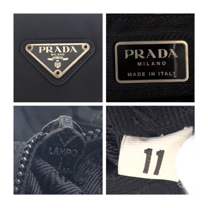 PRADA Tote Bag Nylon Black SilverMetal Test Triangle With logo