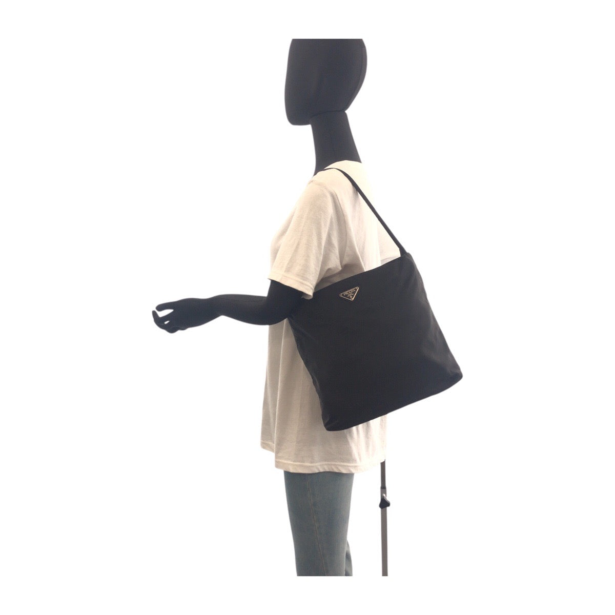 PRADA Tote Bag Nylon Black SilverMetal Test Triangle With logo