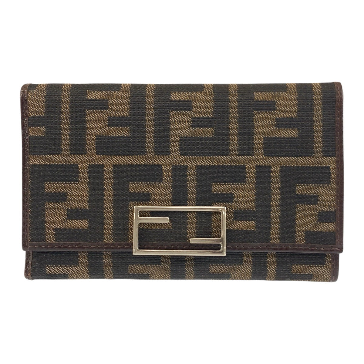 FENDI Tri-fold wallet 07-15829/0-012 canvas Brown Silver Metal Zucca