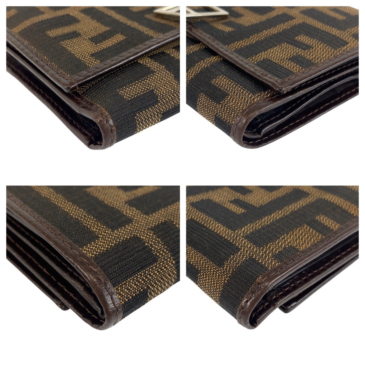 FENDI Tri-fold wallet 07-15829/0-012 canvas Brown Silver Metal Zucca
