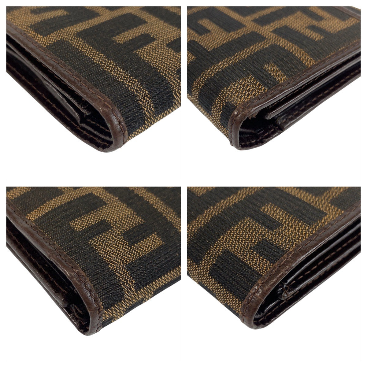 FENDI Tri-fold wallet 07-15829/0-012 canvas Brown Silver Metal Zucca