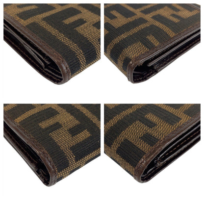 FENDI Tri-fold wallet 07-15829/0-012 canvas Brown Silver Metal Zucca