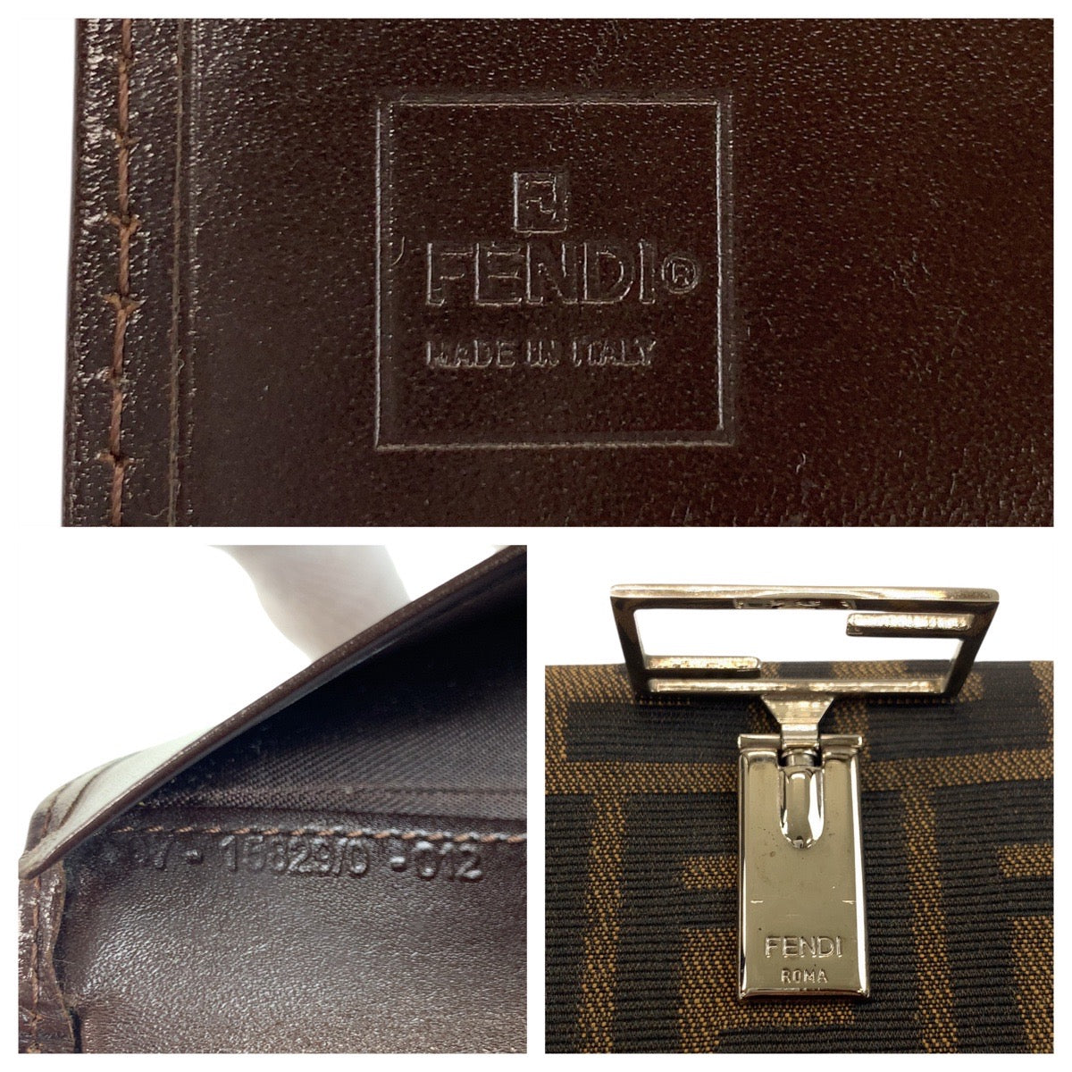 FENDI Tri-fold wallet 07-15829/0-012 canvas Brown Silver Metal Zucca