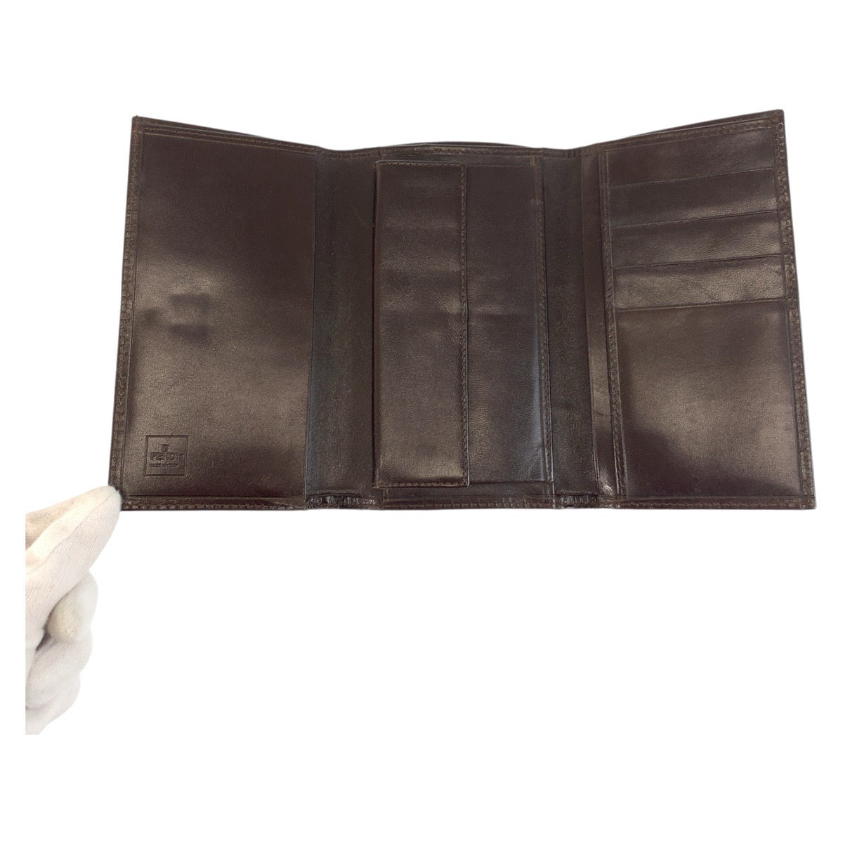 FENDI Tri-fold wallet 07-15829/0-012 canvas Brown Silver Metal Zucca
