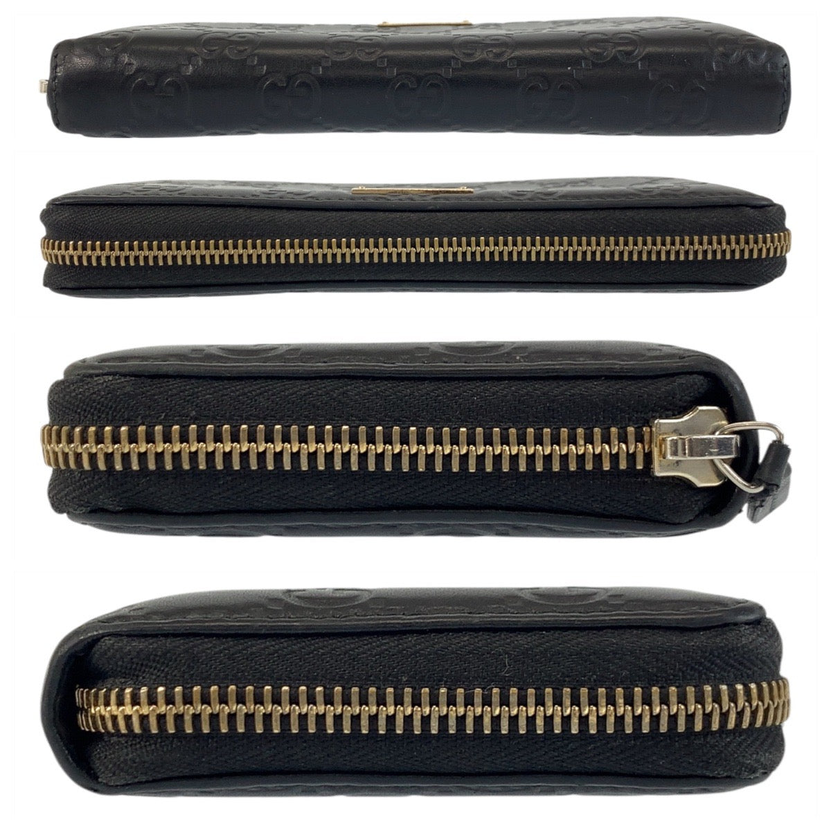GUCCI Long Wallet Purse 112724 leather Black GoldMetal Guccisima