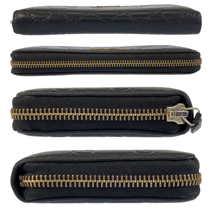 GUCCI Long Wallet Purse 112724 leather Black GoldMetal Guccisima
