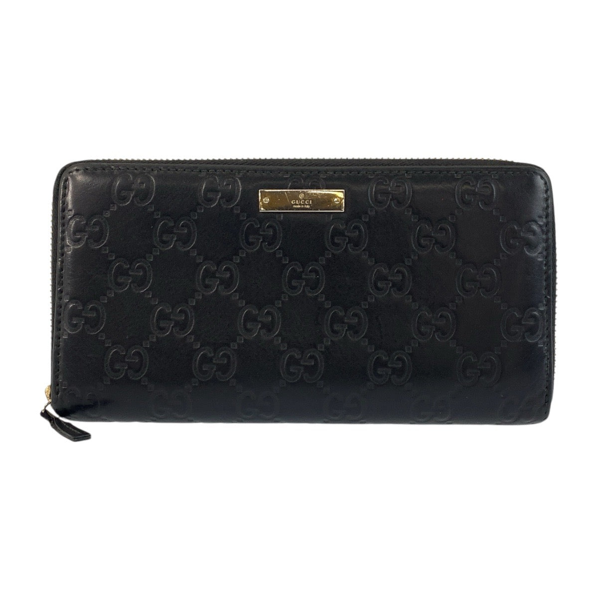 GUCCI Long Wallet Purse 112724 leather Black GoldMetal Guccisima
