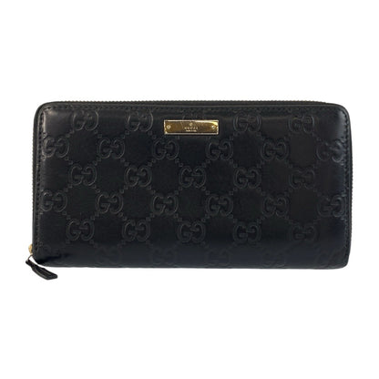 GUCCI Long Wallet Purse 112724 leather Black GoldMetal Guccisima