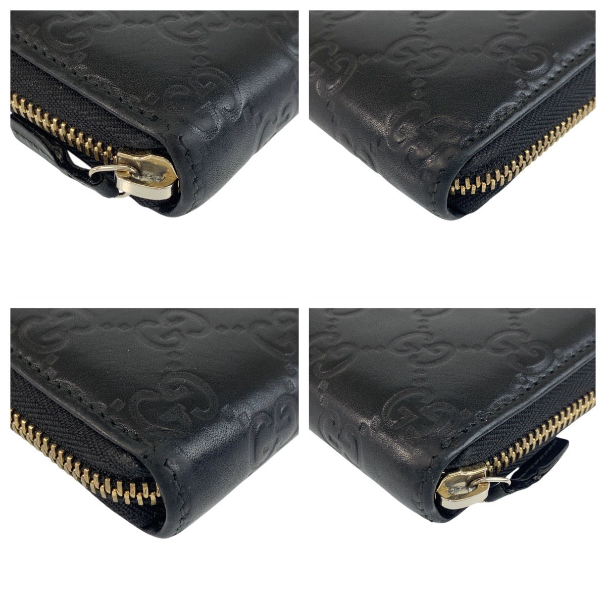 GUCCI Long Wallet Purse 112724 leather Black GoldMetal Guccisima